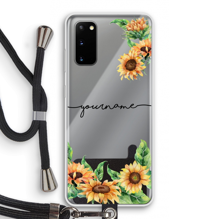 Zonnebloemen: Samsung Galaxy S20 Transparant Hoesje met koord