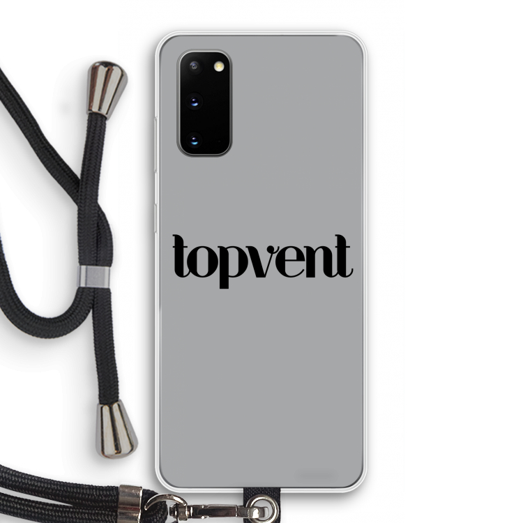Topvent Grijs Zwart: Samsung Galaxy S20 Transparant Hoesje met koord
