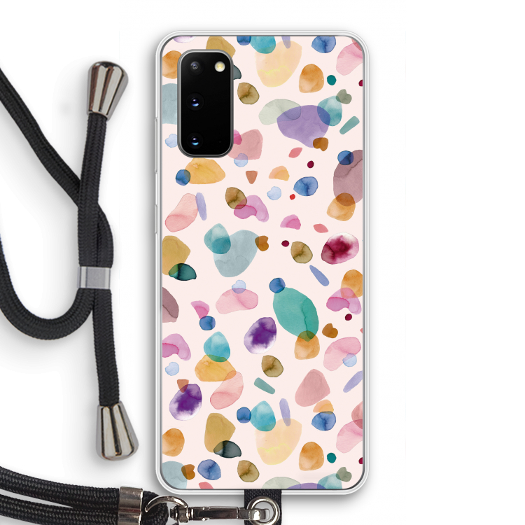 Terrazzo Memphis Pink: Samsung Galaxy S20 Transparant Hoesje met koord