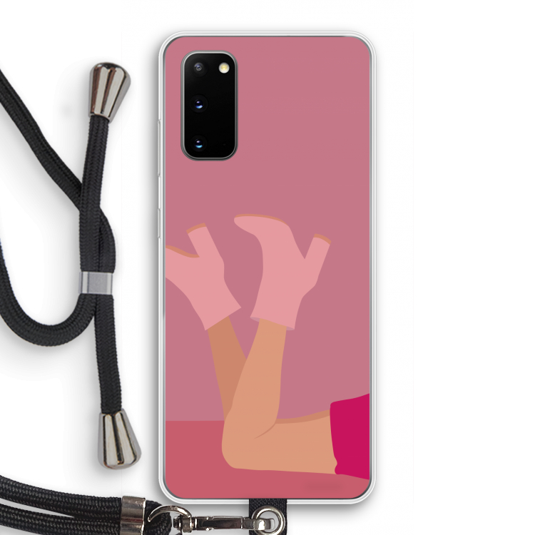 Pink boots: Samsung Galaxy S20 Transparant Hoesje met koord