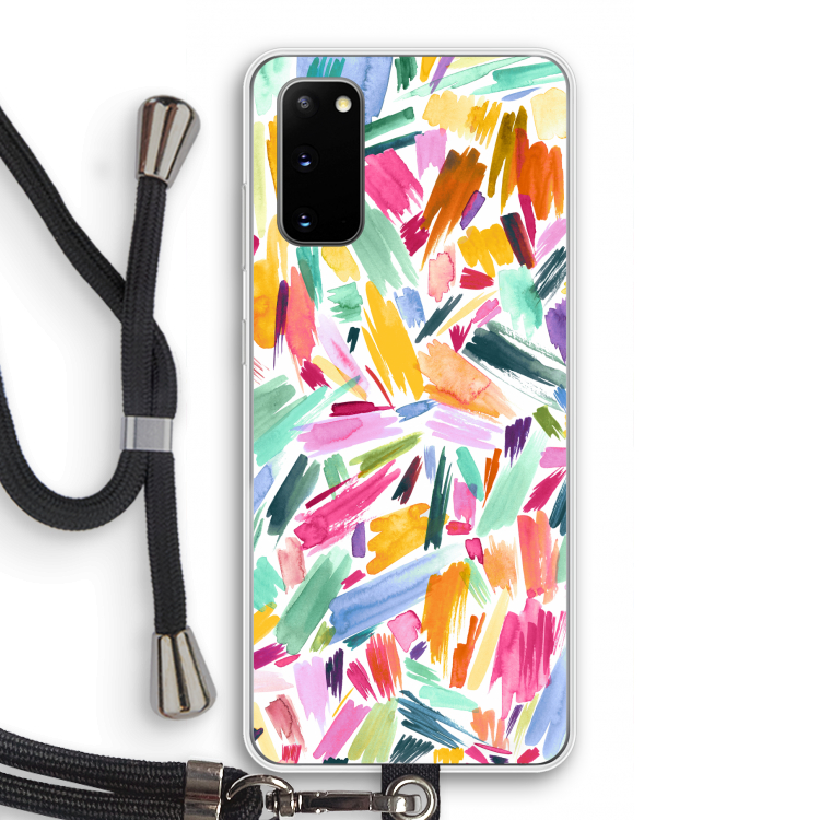 Watercolor Brushstrokes: Samsung Galaxy S20 Transparant Hoesje met koord