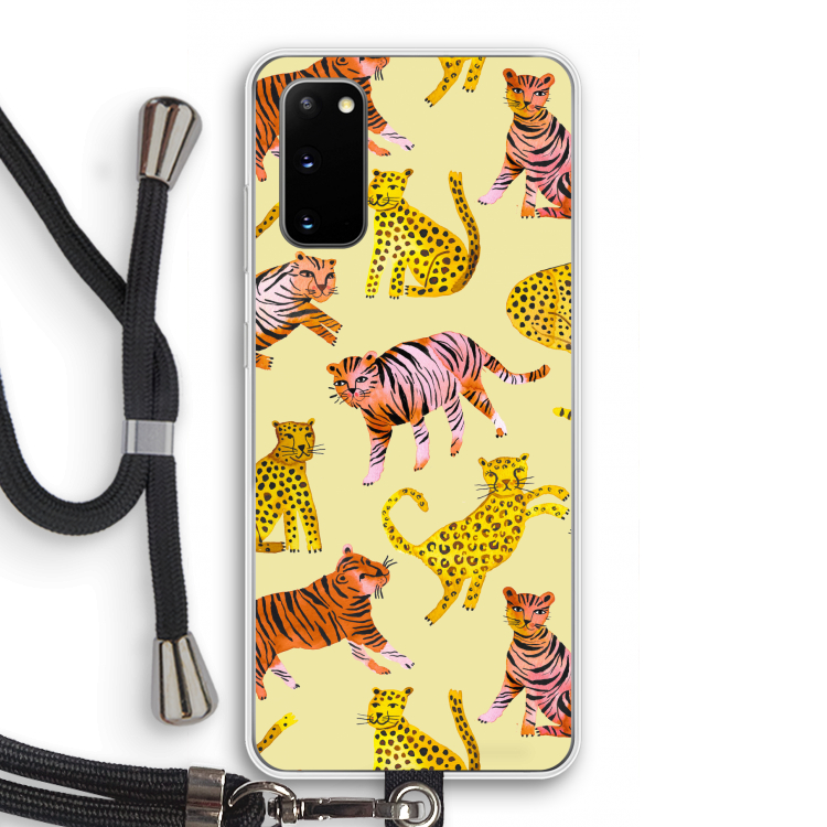 Cute Tigers and Leopards: Samsung Galaxy S20 Transparant Hoesje met koord