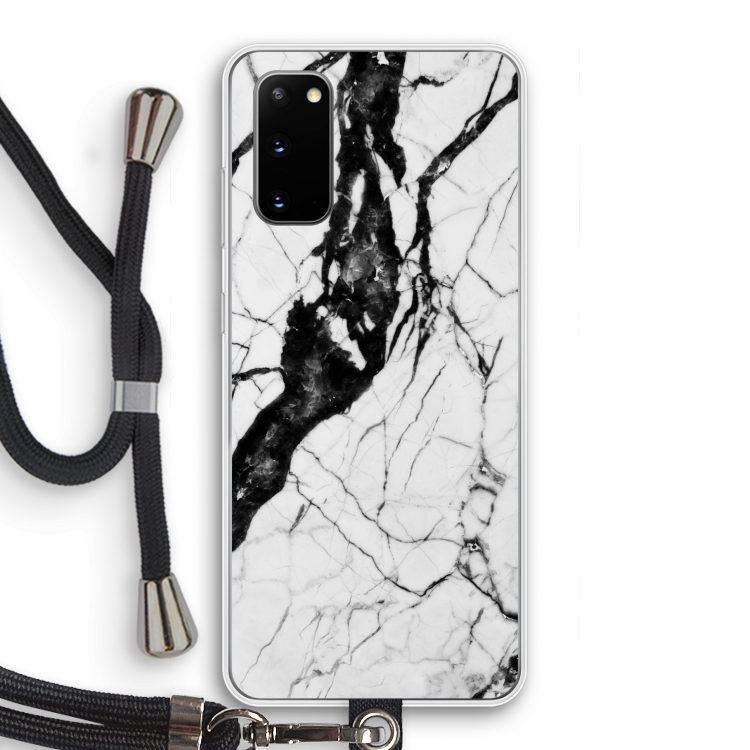 Witte marmer 2: Samsung Galaxy S20 Transparant Hoesje met koord