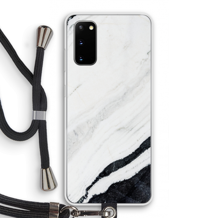 Elegante marmer: Samsung Galaxy S20 Transparant Hoesje met koord