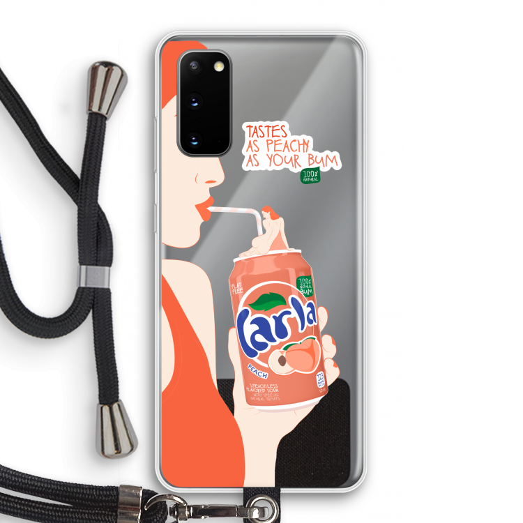 Peach please!: Samsung Galaxy S20 Transparant Hoesje met koord