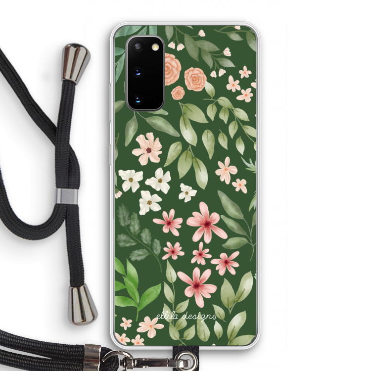 Botanical green sweet flower heaven: Samsung Galaxy S20 Transparant Hoesje met koord
