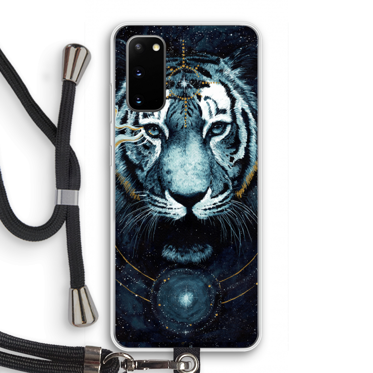 Darkness Tiger: Samsung Galaxy S20 Transparant Hoesje met koord