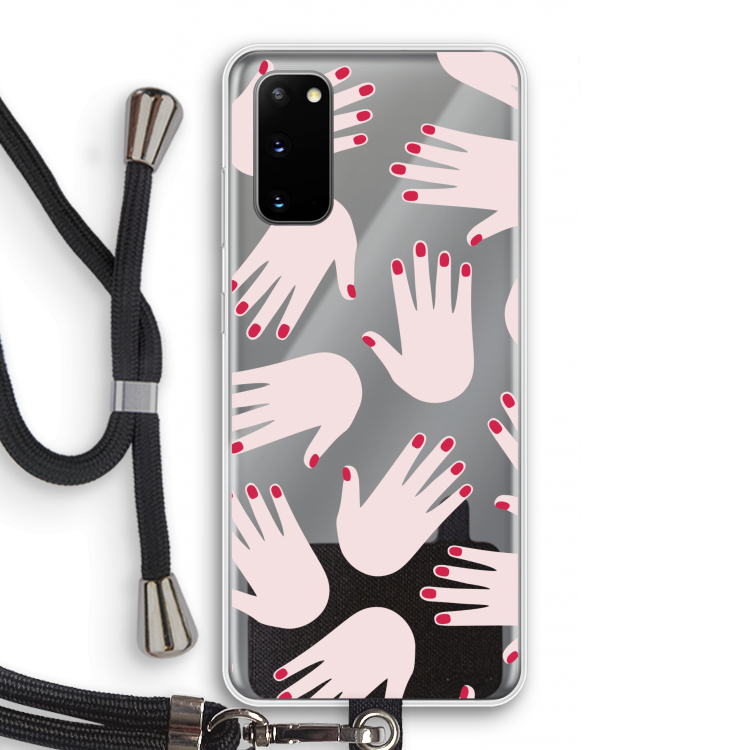 Hands pink: Samsung Galaxy S20 Transparant Hoesje met koord