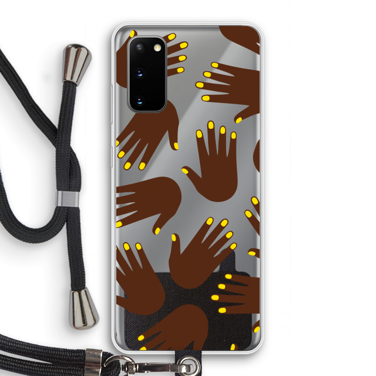 Hands dark: Samsung Galaxy S20 Transparant Hoesje met koord