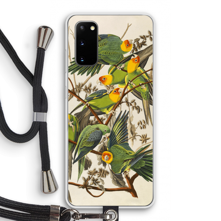 Carolinaparkiet: Samsung Galaxy S20 Transparant Hoesje met koord