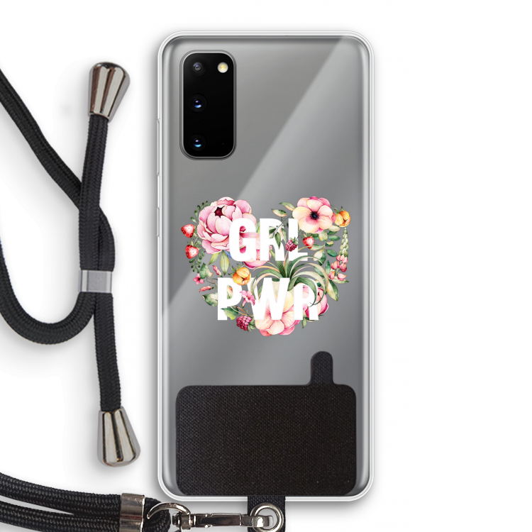 GRL PWR Flower: Samsung Galaxy S20 Transparant Hoesje met koord