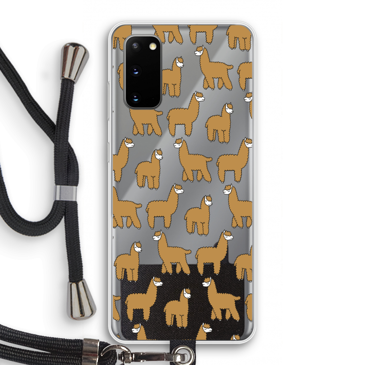 Alpacas: Samsung Galaxy S20 Transparant Hoesje met koord