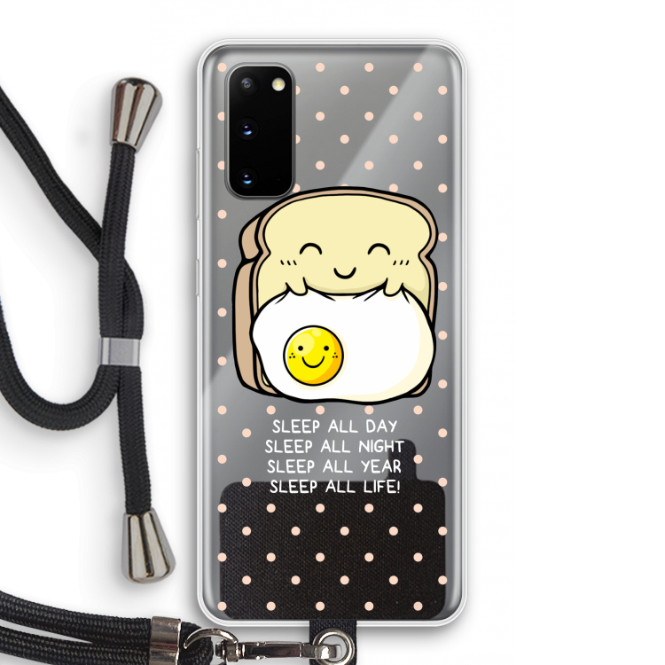 Sleep All Day: Samsung Galaxy S20 Transparant Hoesje met koord