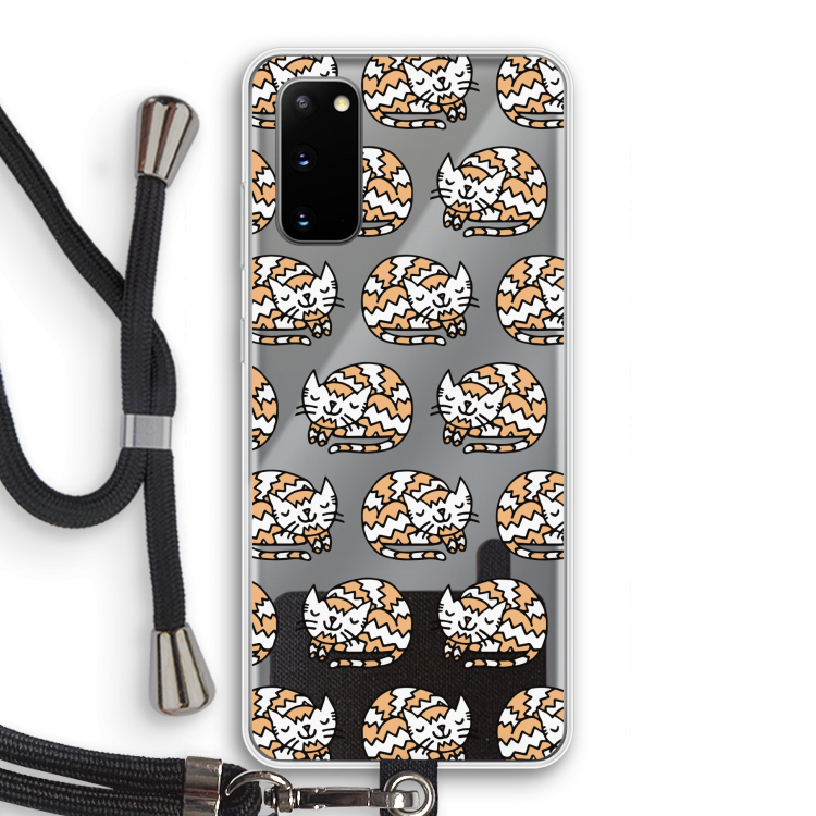 Slapende poes: Samsung Galaxy S20 Transparant Hoesje met koord