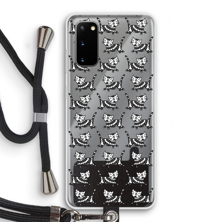 Zwarte poes: Samsung Galaxy S20 Transparant Hoesje met koord