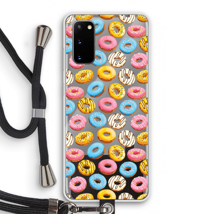 Pink donuts: Samsung Galaxy S20 Transparant Hoesje met koord