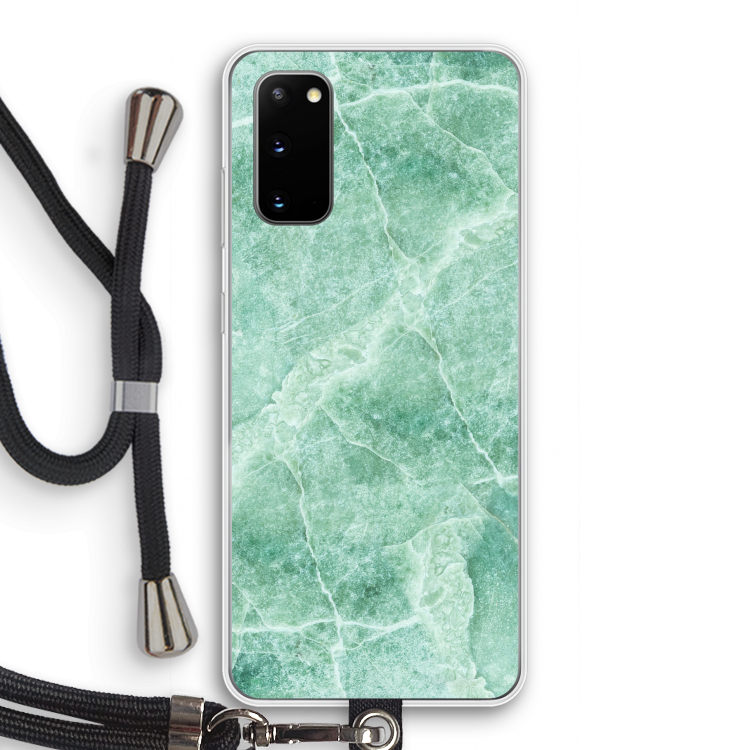 Groen marmer: Samsung Galaxy S20 Transparant Hoesje met koord