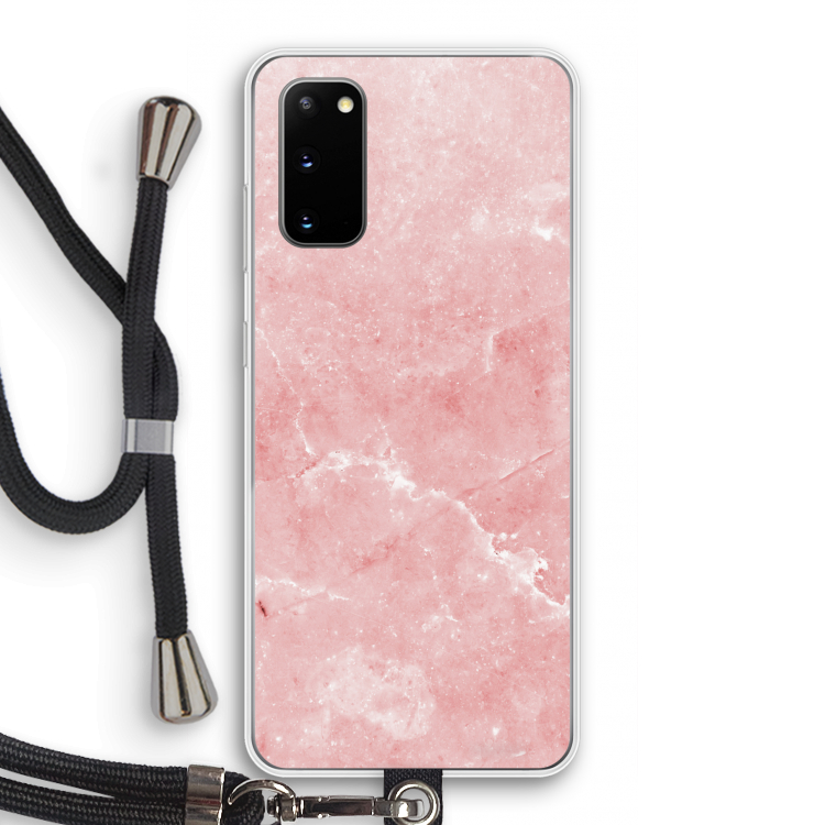 Roze marmer: Samsung Galaxy S20 Transparant Hoesje met koord