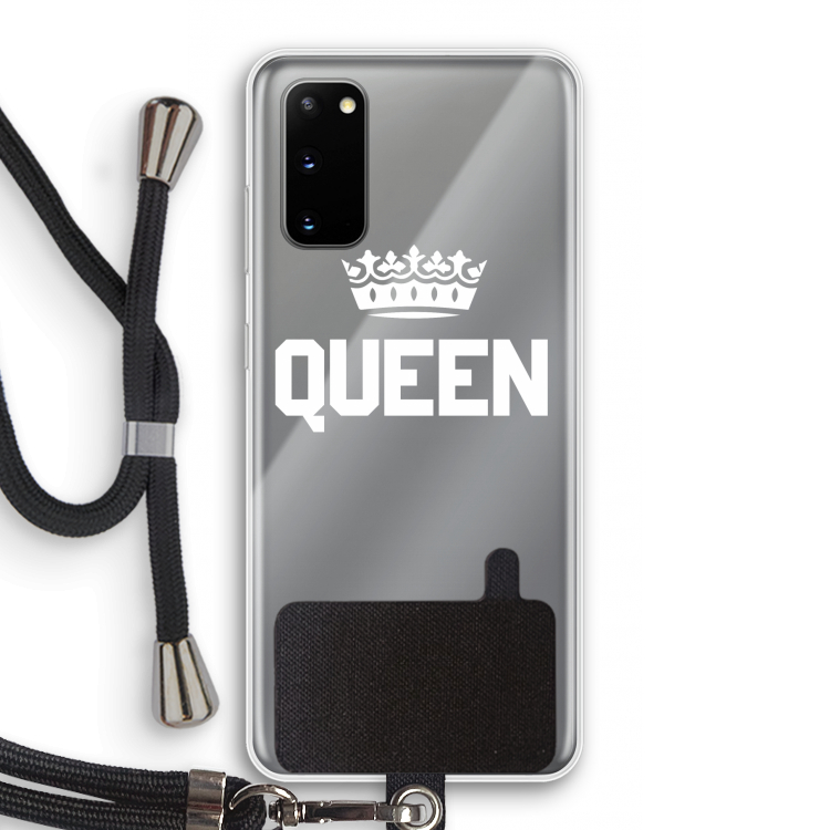 Queen zwart: Samsung Galaxy S20 Transparant Hoesje met koord
