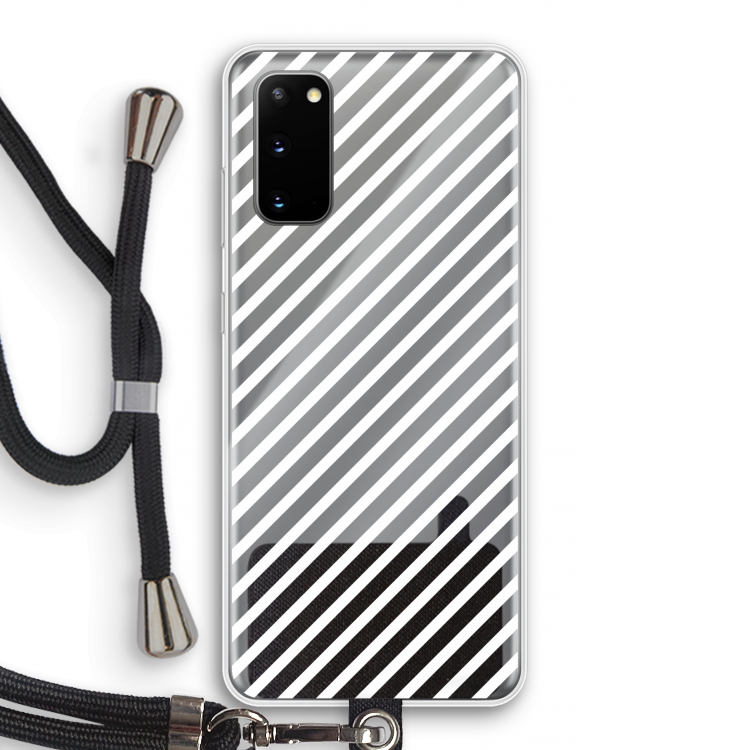 Strepen zwart-wit: Samsung Galaxy S20 Transparant Hoesje met koord