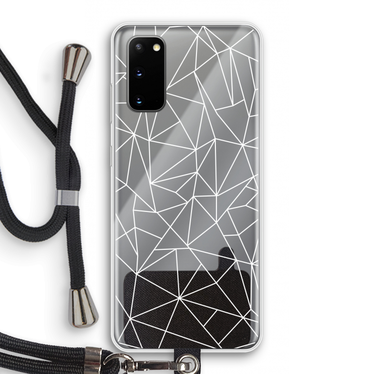 Geometrische lijnen wit: Samsung Galaxy S20 Transparant Hoesje met koord