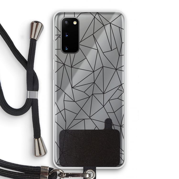 Geometrische lijnen zwart: Samsung Galaxy S20 Transparant Hoesje met koord