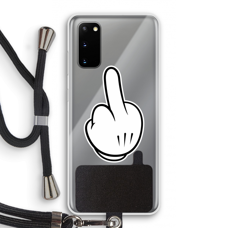 Middle finger white: Samsung Galaxy S20 Transparant Hoesje met koord