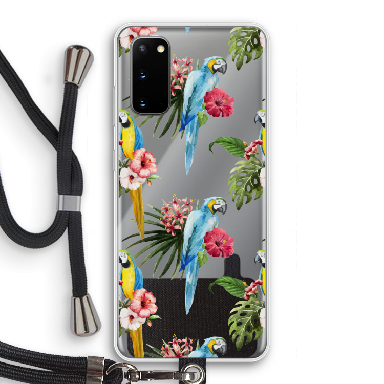 Kleurrijke papegaaien: Samsung Galaxy S20 Transparant Hoesje met koord