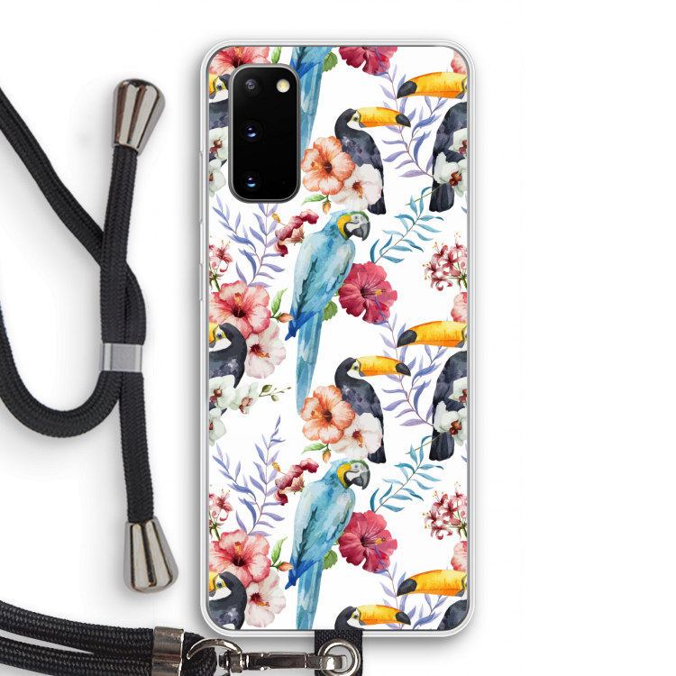 Bloemen tukan: Samsung Galaxy S20 Transparant Hoesje met koord