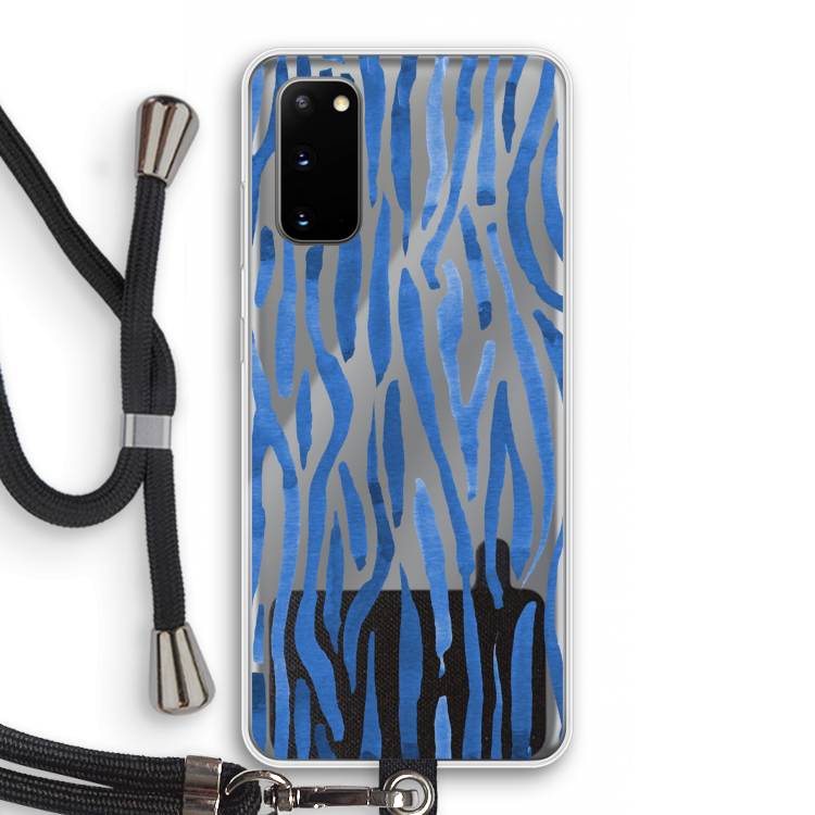 Blauwe nerven: Samsung Galaxy S20 Transparant Hoesje met koord