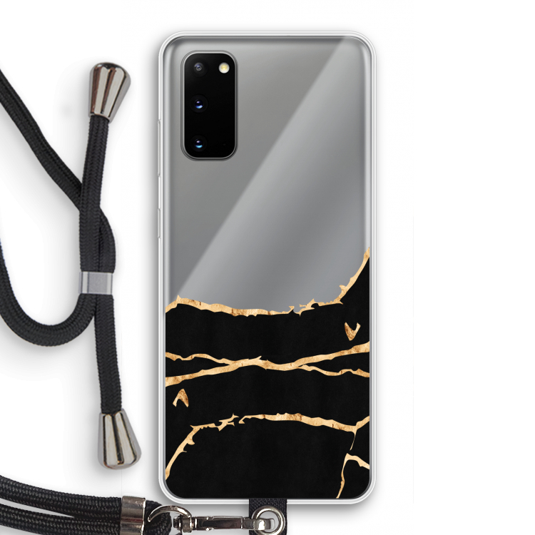 Gouden marmer: Samsung Galaxy S20 Transparant Hoesje met koord