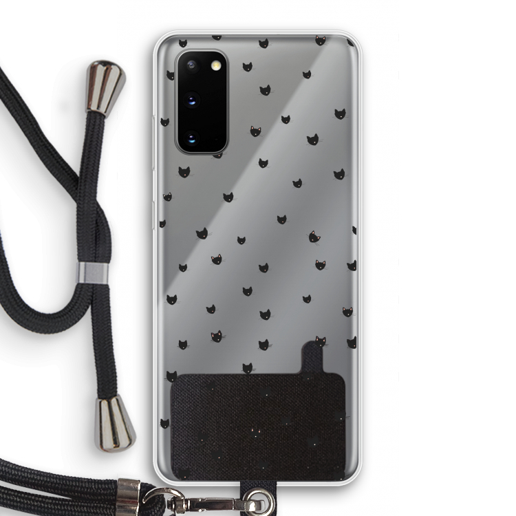 Kleine kattenkopjes: Samsung Galaxy S20 Transparant Hoesje met koord