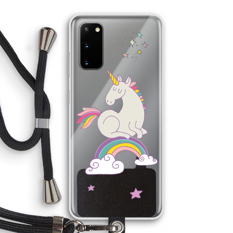 Regenboog eenhoorn: Samsung Galaxy S20 Transparant Hoesje met koord