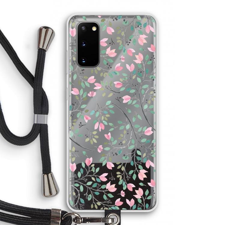 Sierlijke bloemen: Samsung Galaxy S20 Transparant Hoesje met koord