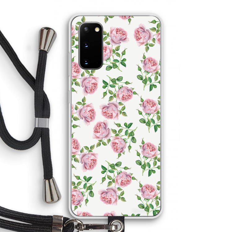 Kleine roosjes: Samsung Galaxy S20 Transparant Hoesje met koord