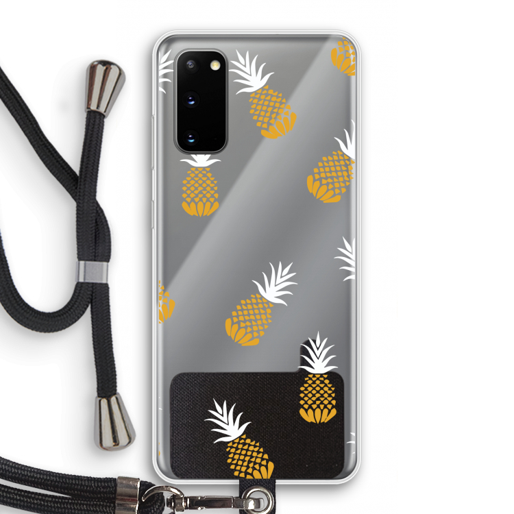 Ananasjes: Samsung Galaxy S20 Transparant Hoesje met koord