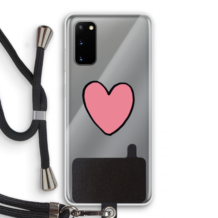Hartje: Samsung Galaxy S20 Transparant Hoesje met koord