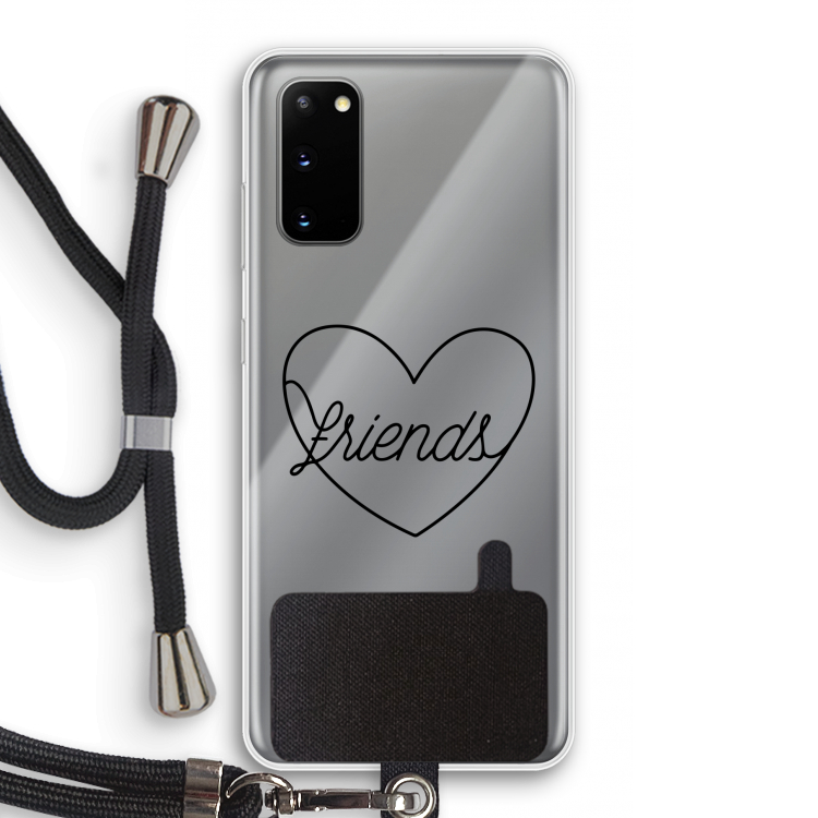 Friends heart black: Samsung Galaxy S20 Transparant Hoesje met koord