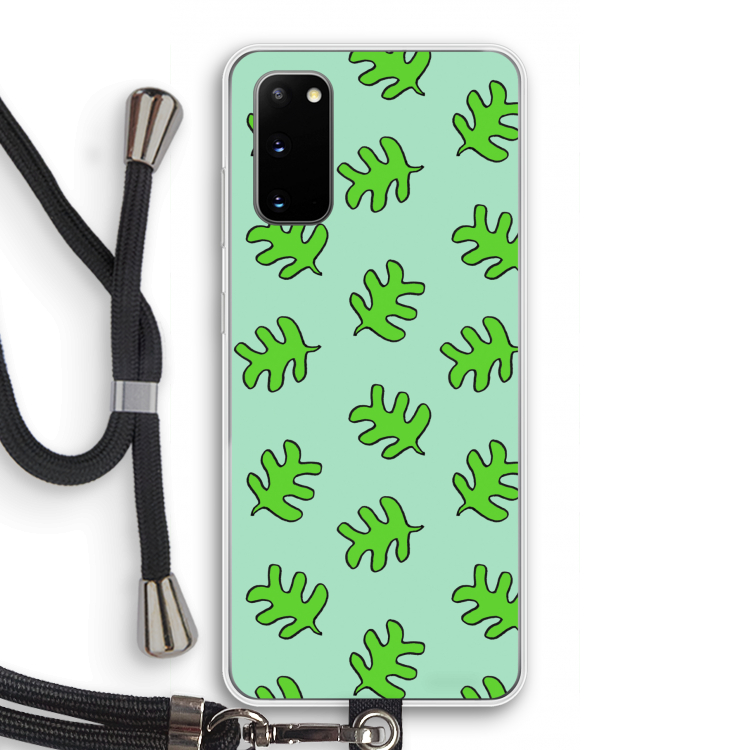 Groene blaadjes: Samsung Galaxy S20 Transparant Hoesje met koord