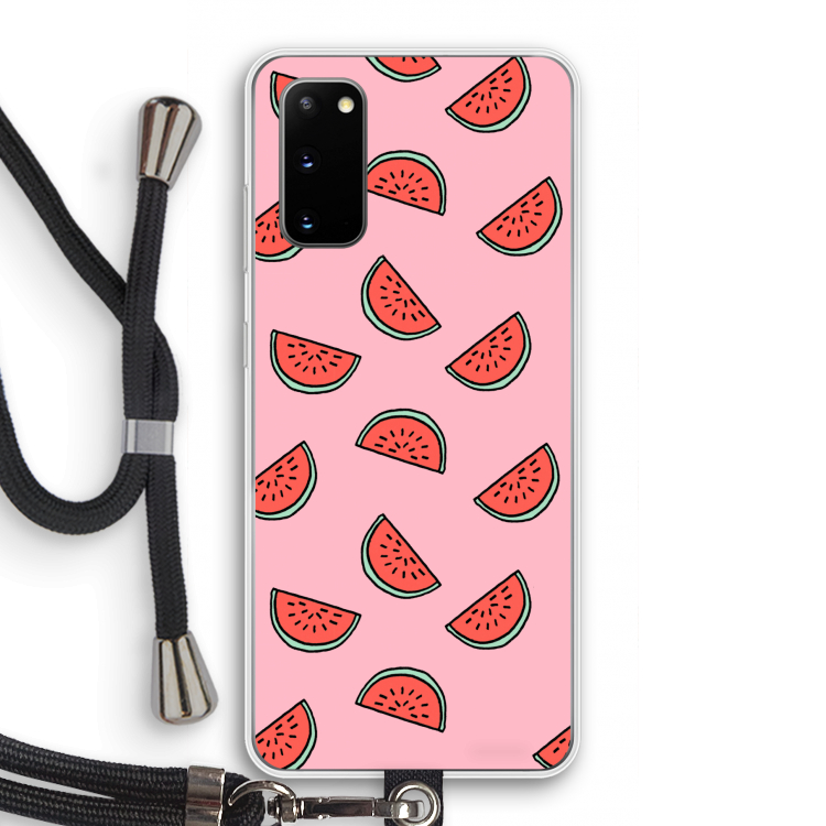 Watermeloen: Samsung Galaxy S20 Transparant Hoesje met koord