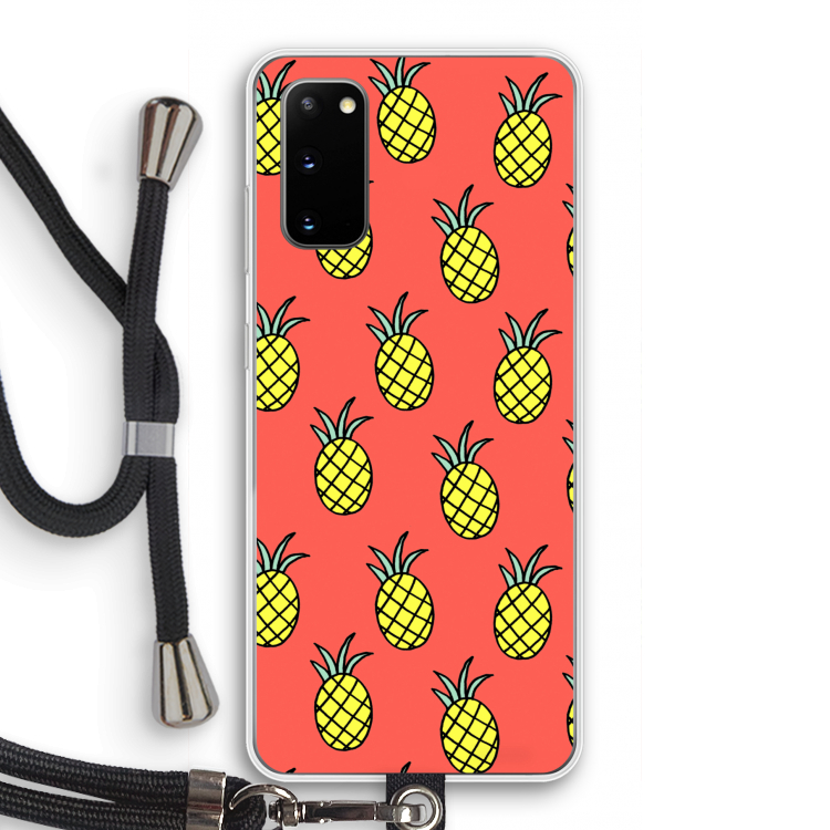 Ananas: Samsung Galaxy S20 Transparant Hoesje met koord