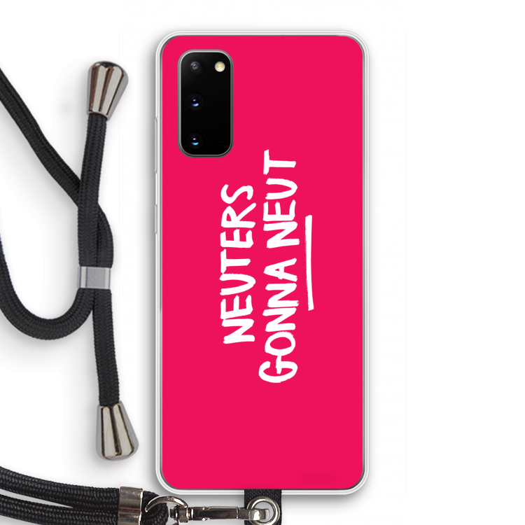 Neuters (roze): Samsung Galaxy S20 Transparant Hoesje met koord