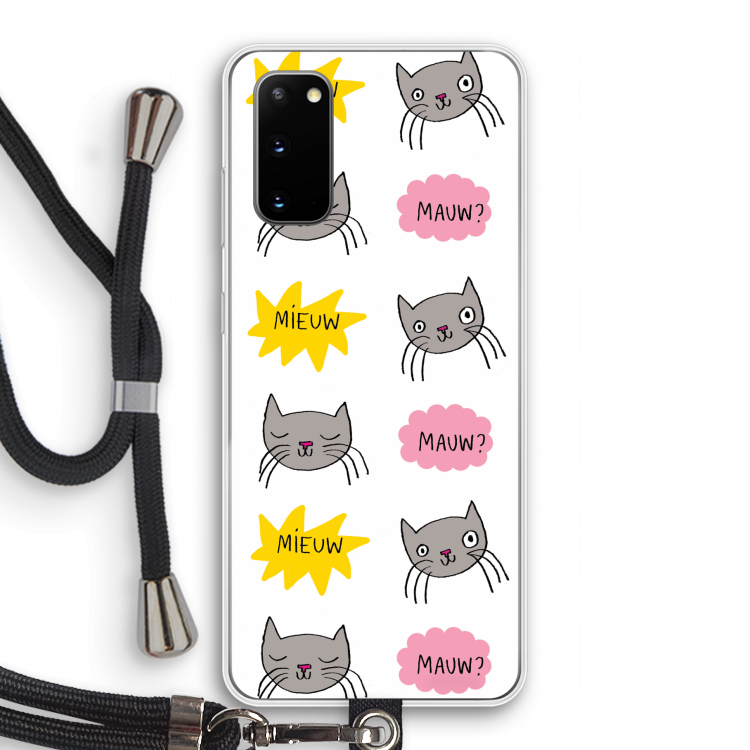 Meow: Samsung Galaxy S20 Transparant Hoesje met koord