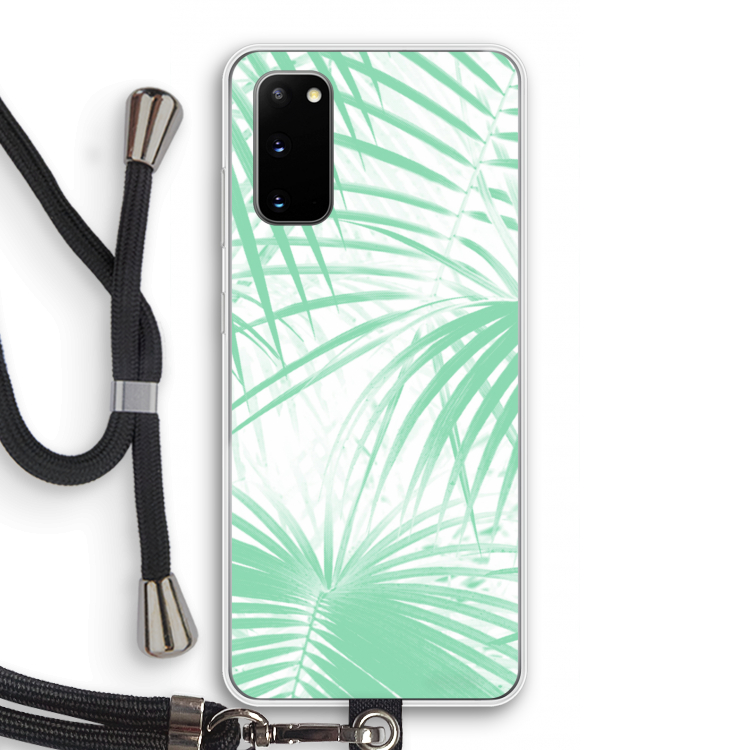 Palmbladeren: Samsung Galaxy S20 Transparant Hoesje met koord
