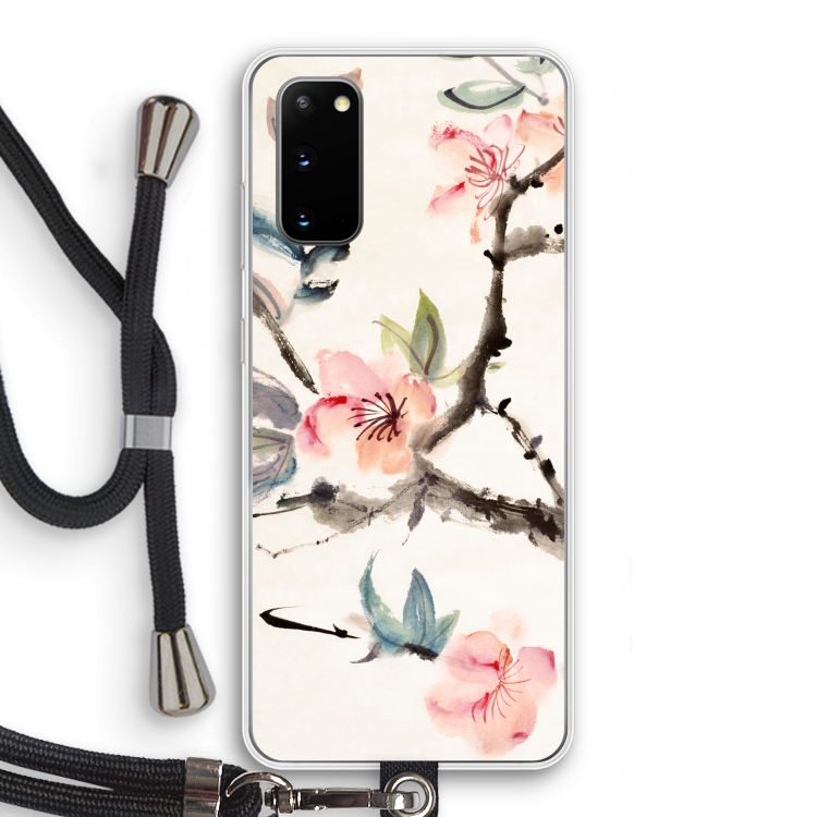 Japanse bloemen: Samsung Galaxy S20 Transparant Hoesje met koord