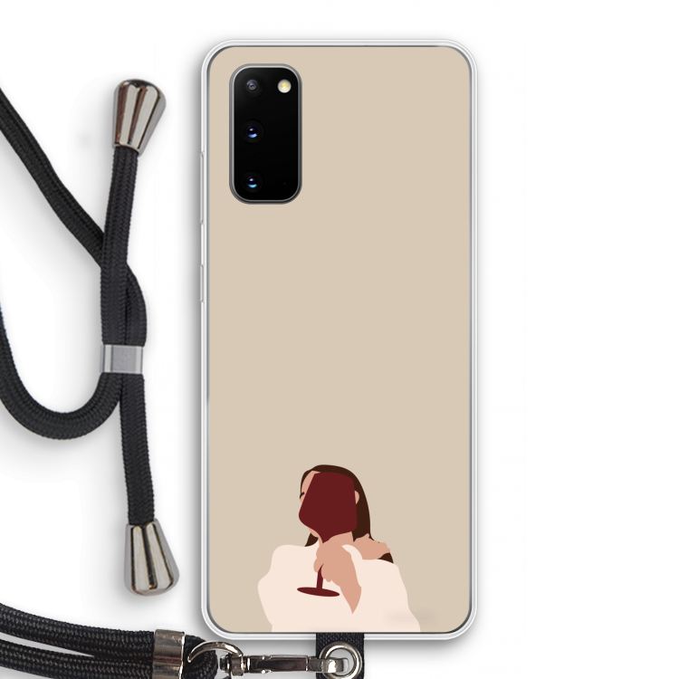 I drink wine: Samsung Galaxy S20 Transparant Hoesje met koord
