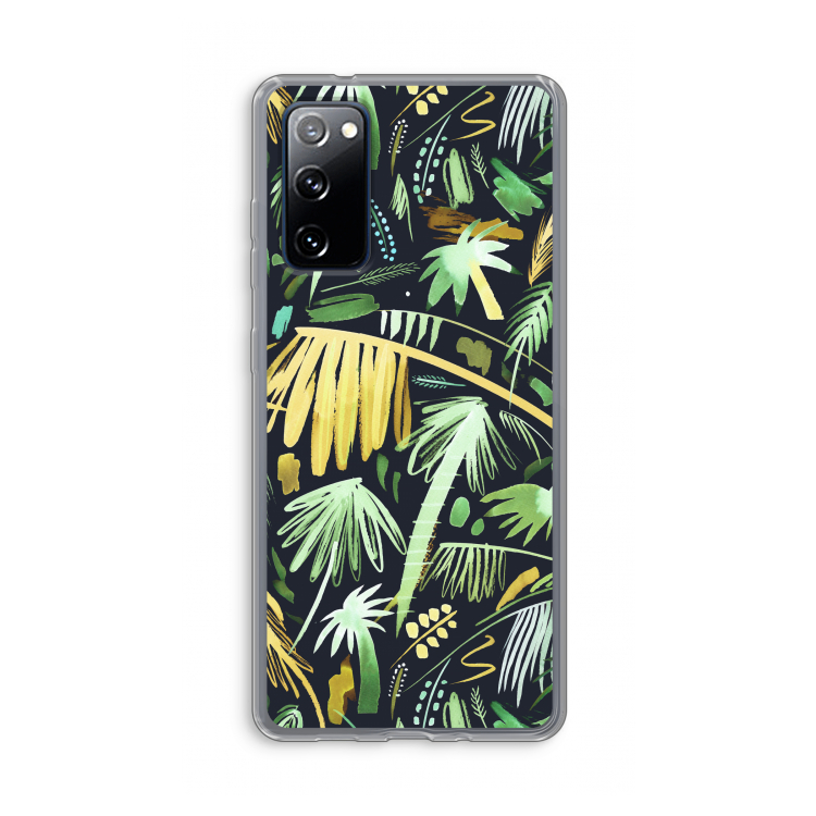 Tropical Palms Dark: Samsung Galaxy S20 FE / S20 FE 5G Transparant Hoesje
