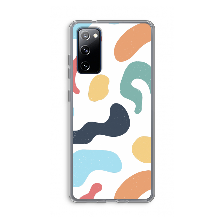Memphis Shapes Blue: Samsung Galaxy S20 FE / S20 FE 5G Transparant Hoesje