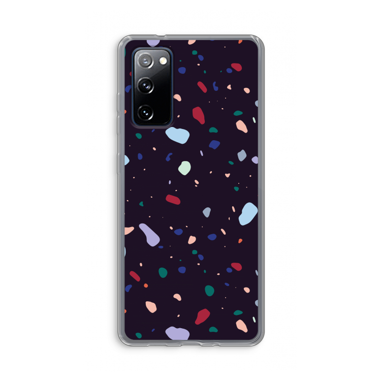 Dark Rounded Terrazzo: Samsung Galaxy S20 FE / S20 FE 5G Transparant Hoesje
