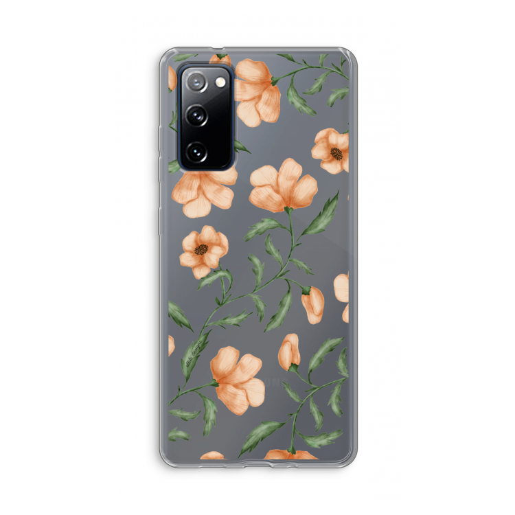 Peachy flowers: Samsung Galaxy S20 FE / S20 FE 5G Transparant Hoesje